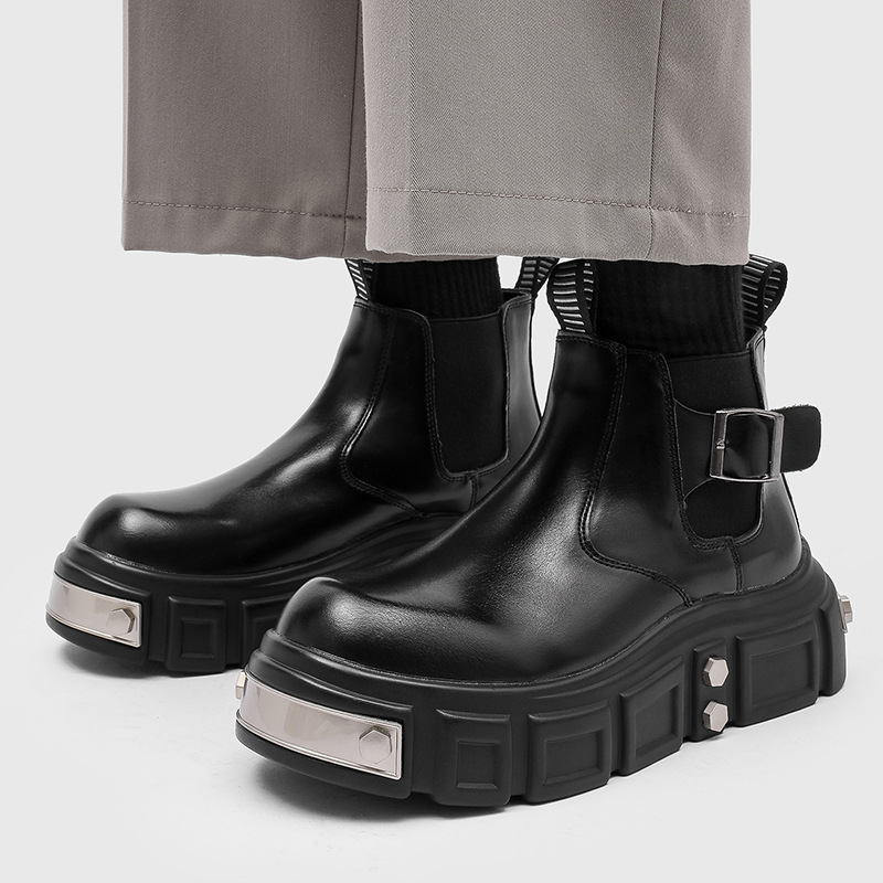 Street Fashion Goth - Stivali Chelsea da uomo in pelle