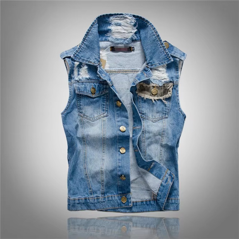 Street Fashion Style Male - Gilet di jeans slim da uomo
