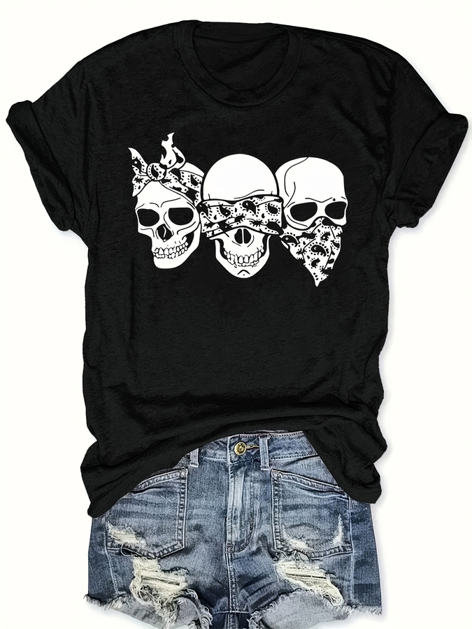 Street Fashion Style Male - T-shirt Happy Cartoon Skull, vestibilità ampia,