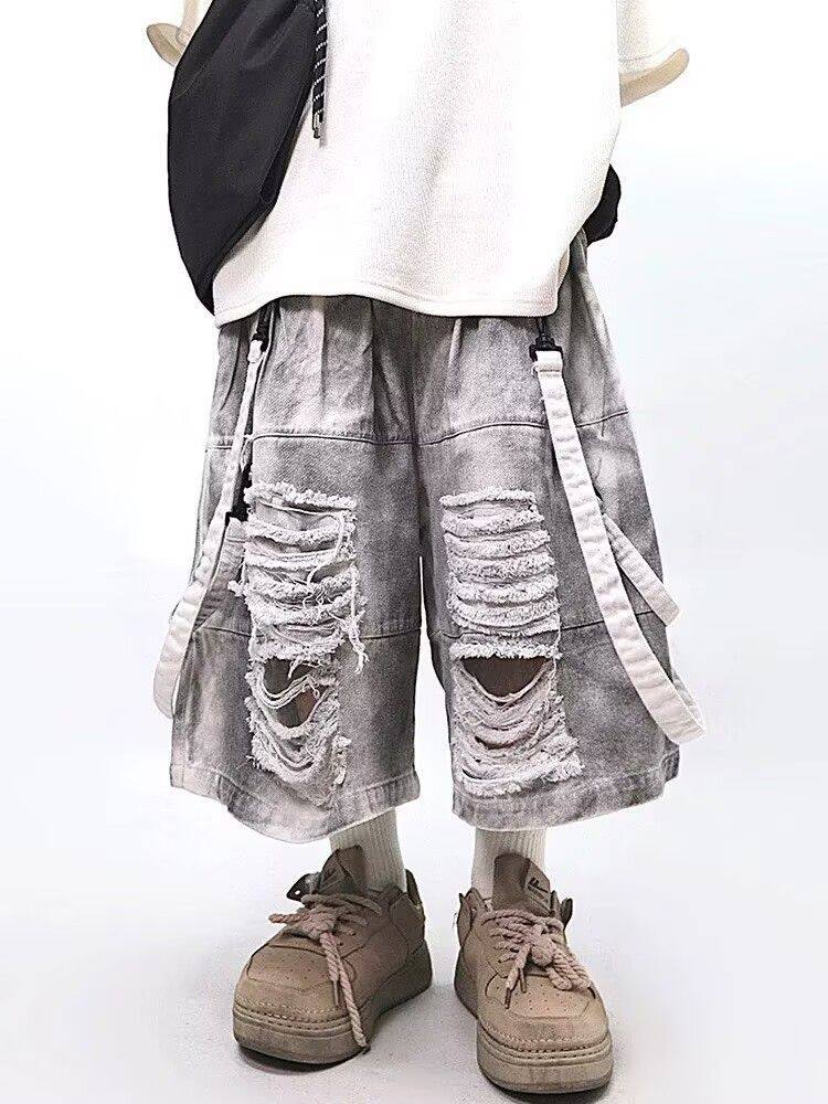 Street Fashion Style Male - Jeans Strappati Retrò Hip-hop da Uomo,