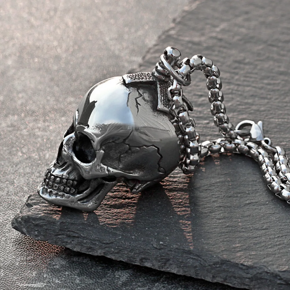 Street Fashion Goth - Goth collana con ciondolo teschio tridimensionale