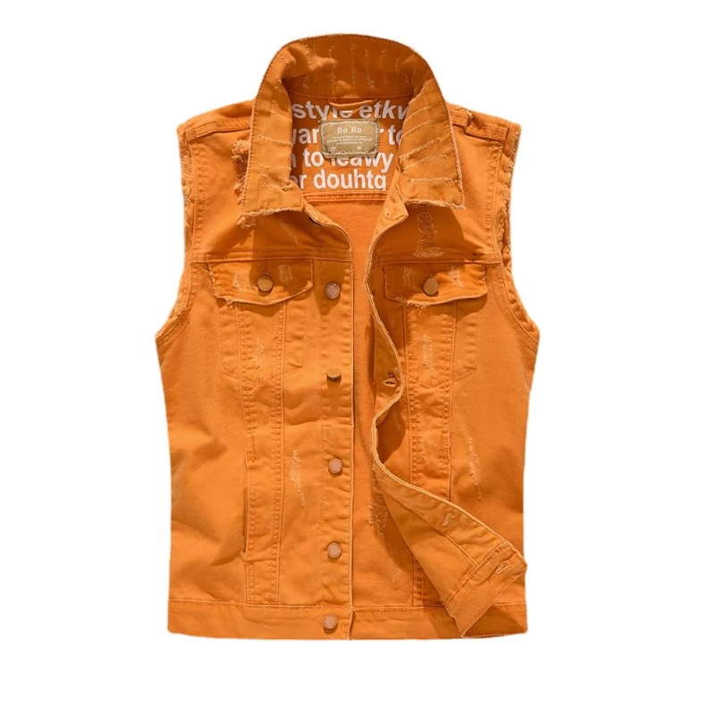 Gilet di jeans slim da uomo Gi - Street Fashion Style Male recensione e prezzo