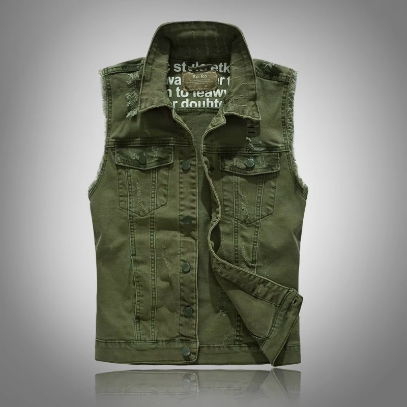 Gilet di jeans slim da uomo Gi - Street Fashion Style Male recensione e prezzo