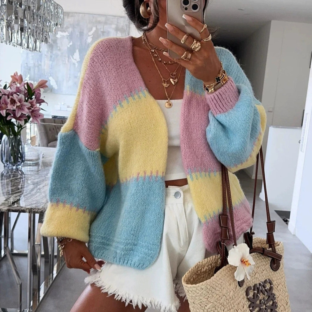 Cardigan patchwork color block - Street Fashion Winter 2025 recensione e prezzo