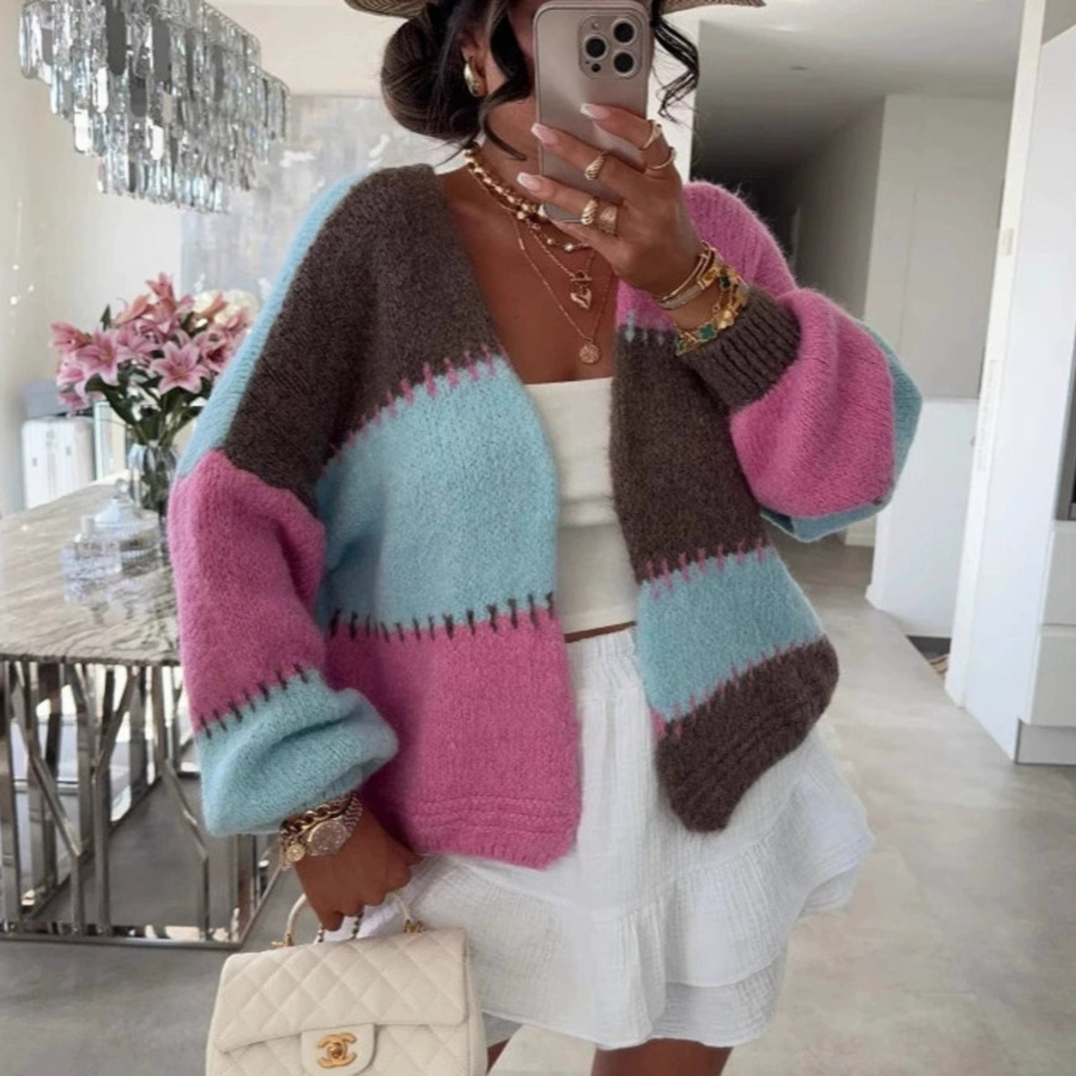 Cardigan patchwork color block - Street Fashion Winter 2025 recensione e prezzo